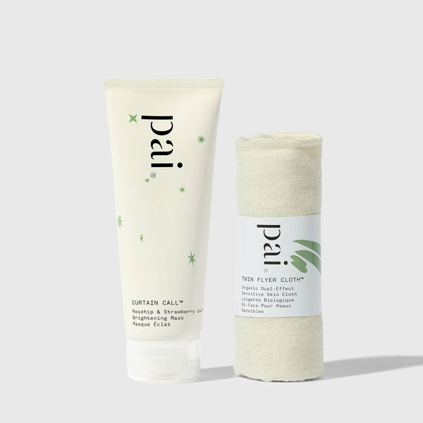 Pai Skincare Mask Curtain Call Rosehip & Strawberry Leaf Brightening Mask + Dual Flyer Cloth